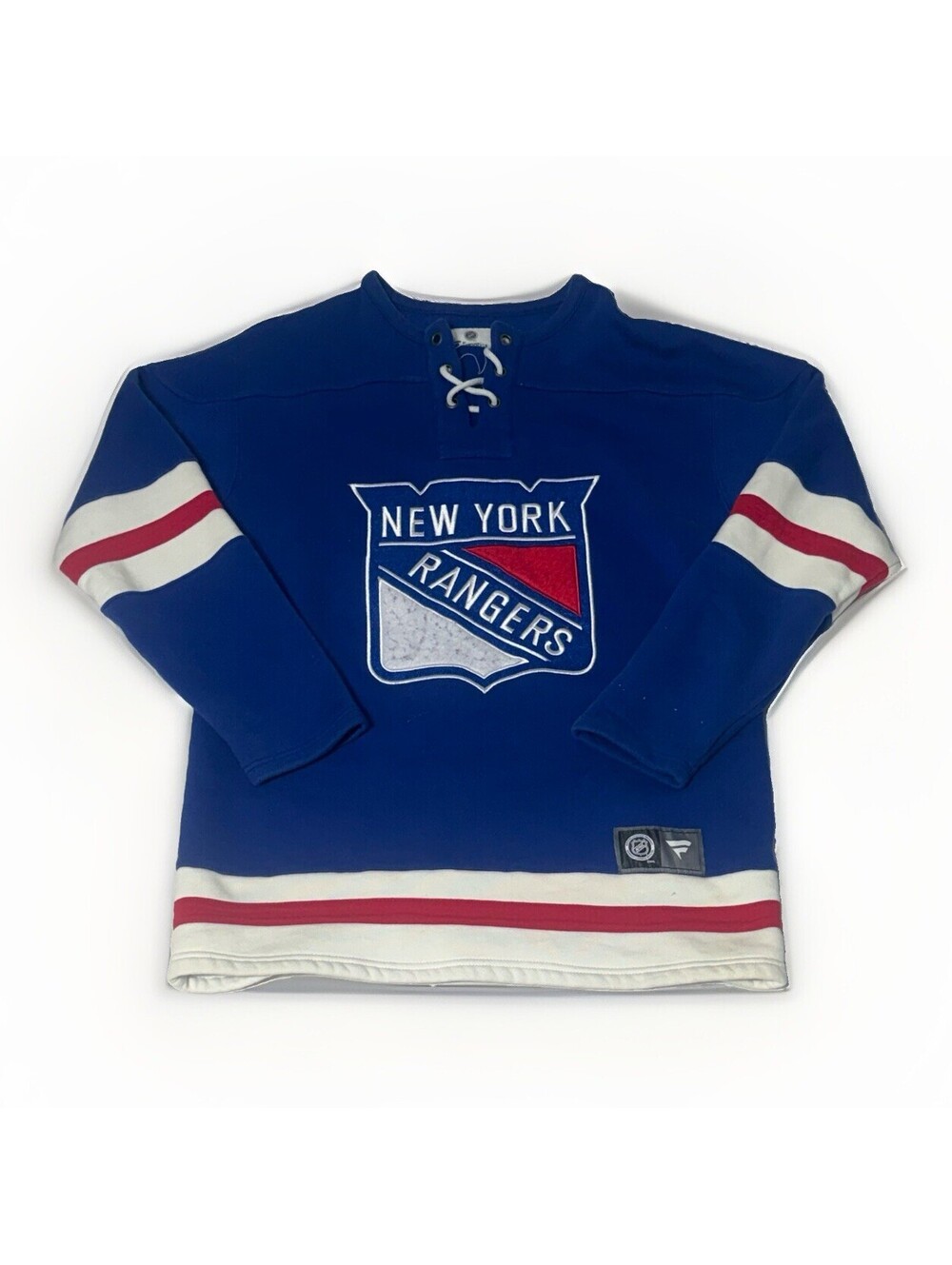NY Rangers Fanatics Branded NHL Breakaway Lace Up Pullover Sweatshirt Medium‎